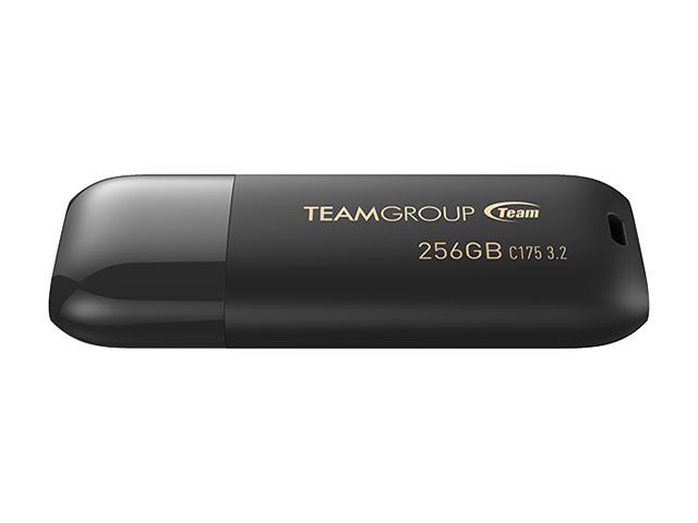 TEAMGROUP C175 256GB USB 3.2 Gen 1 Flash Drive Rounded Streamlined Unibody Design Black Pearl Seamless Construction Matte and Glossy Finish, Speed...