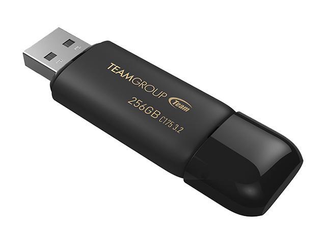 TEAMGROUP C175 256GB USB 3.2 Gen 1 Flash Drive Rounded Streamlined Unibody Design Black Pearl Seamless Construction Matte and Glossy Finish, Speed...