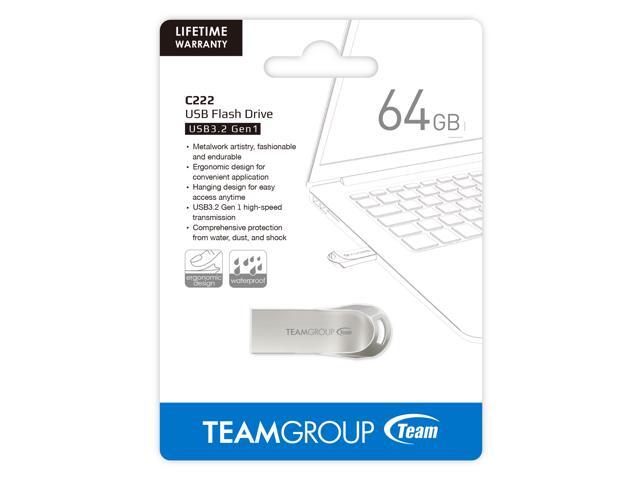 TEAM 64GB C222 USB 3.2 Gen1 Flash Drive, Speed Up to 100MB/s (TC222364GS01)