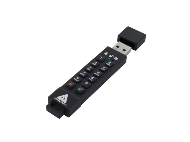 Apricorn 64GB Aegis Secure Key 3z USB 3.1 Flash Drive - 64 GB - USB 3.1 - 77 MB/s Read Speed - 72 MB/s Write Speed - 256-bit AES - TAA Compliant...