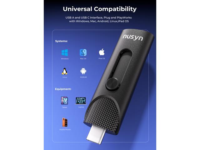 Nusyn NSU53 1TB External SSD / USB Drive - Up to 1050MB/s, 2-in-1 USB-C + USB-A, USB 3.2 Gen2, Portable Solid State Drive for iPhone 15/16+,...