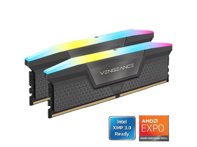 CORSAIR Vengeance RGB 32GB (2 x 16GB) 288-Pin PC RAM DDR5 6000 (PC5 48000) Desktop Memory Model CMK32GX5M2B6000Z38