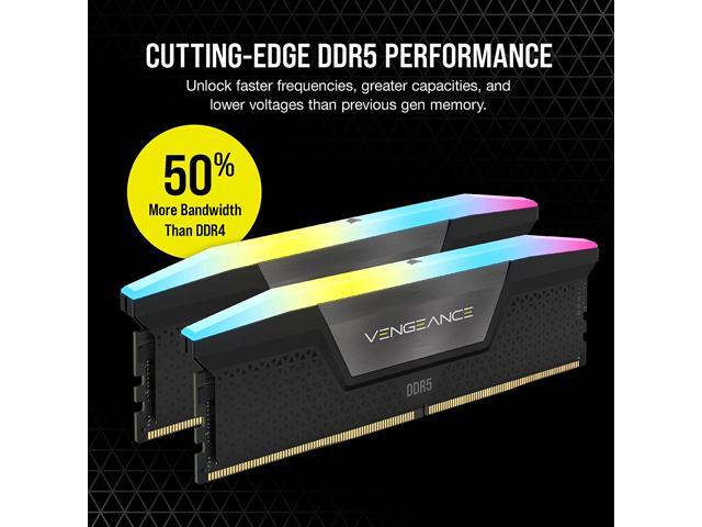 CORSAIR Vengeance RGB 16GB (2 x 8GB) 288-Pin PC RAM DDR5 5600 (PC5 44800) Desktop Memory Model CMH16GX5M2B5600Z40