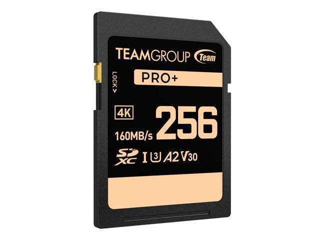 Team Group 256GB PRO+ SDXC U3 V30 A2 4K SD Card, Read/Write Speed Up to 160/120MB/s (TPPSDX256GIA2V3001)