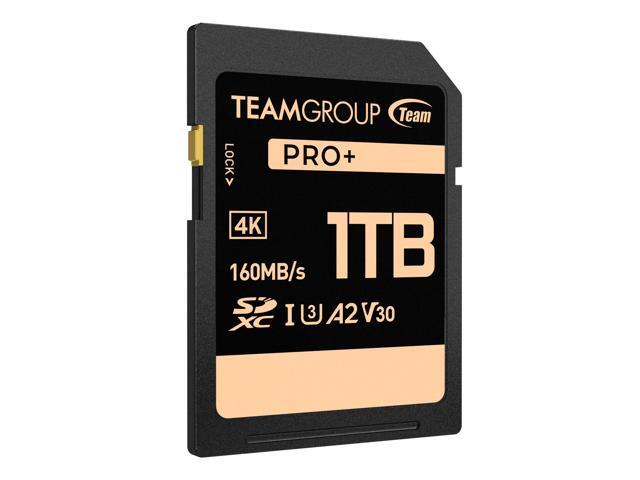 Team Group 1TB PRO+ SDXC U3 V30 A2 4K SD Card, Read/Write Speed Up to 160/120MB/s (TPPSDX1TIA2V3001)