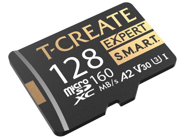 TEAMGROUP 128GB T-Create Expert S. M.A. R.T Monitored A2 microSDXC UHSI-I/U3 V30 4K High speed memory card with adapter, Compatible with GoPro,...