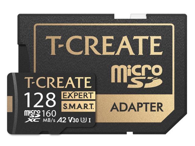 TEAMGROUP 128GB T-Create Expert S. M.A. R.T Monitored A2 microSDXC UHSI-I/U3 V30 4K High speed memory card with adapter, Compatible with GoPro,...