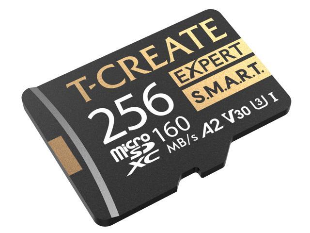 TEAMGROUP 256GB T-Create Expert S. M.A. R.T Monitored A2 microSDXC UHSI-I/U3 V30 4K High speed memory card with adapter, Compatible with GoPro,...