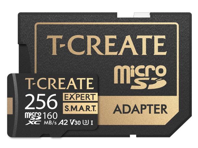 TEAMGROUP 256GB T-Create Expert S. M.A. R.T Monitored A2 microSDXC UHSI-I/U3 V30 4K High speed memory card with adapter, Compatible with GoPro,...