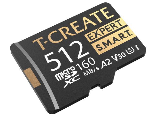 TEAMGROUP 512GB T-Create Expert S. M.A. R.T Monitored A2 microSDXC UHSI-I/U3 V30 4K High speed memory card with adapter, Compatible with GoPro,...