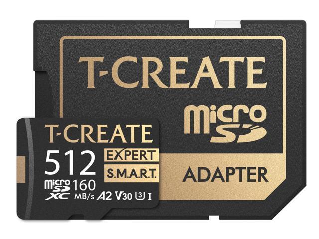 TEAMGROUP 512GB T-Create Expert S. M.A. R.T Monitored A2 microSDXC UHSI-I/U3 V30 4K High speed memory card with adapter, Compatible with GoPro,...
