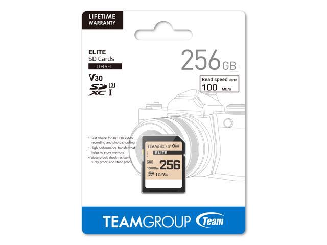 Team Group 256GB Elite 4K SD Card UHS-I U3 V30 Read/Write Speed Up to 100/50MB/s (TESDXC256GIV3069)