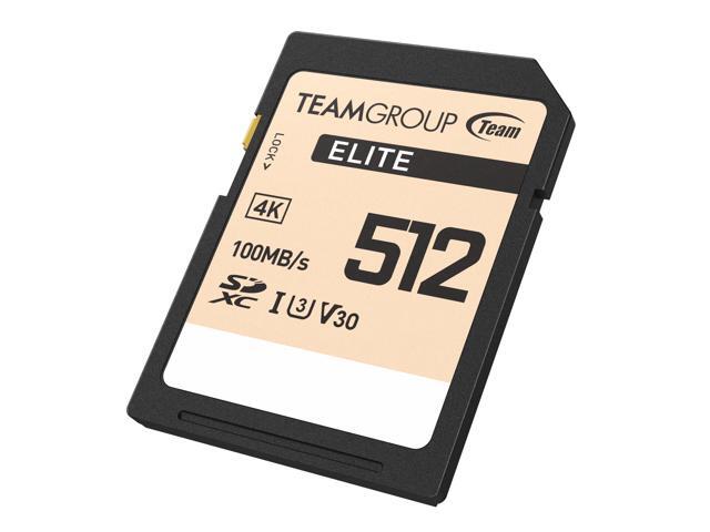 Team Group 512GB Elite 4K SD Card UHS-I U3 V30 Read/Write Speed Up to 100/90MB/s (TESDXC512GIV30P69)
