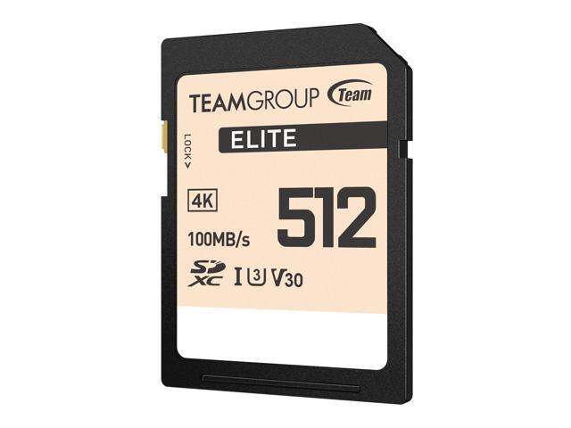 Team Group 512GB Elite 4K SD Card UHS-I U3 V30 Read/Write Speed Up to 100/90MB/s (TESDXC512GIV30P69)