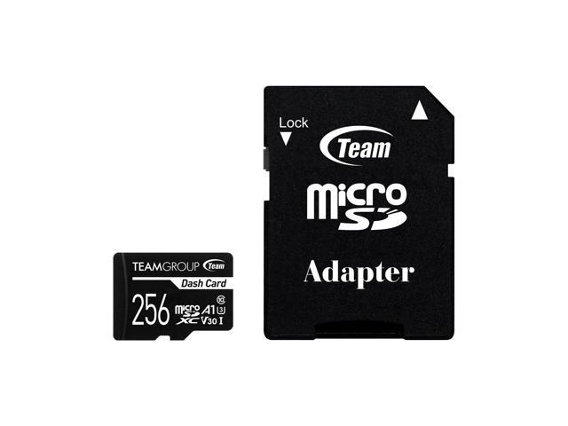 Team 256GB Dash Card microSDXC UHS-I/U1 Class 10 Memory Card with Adapter, Compatible for cams, Speed Up to 100MB/s (TDUSDX256GUHS03)