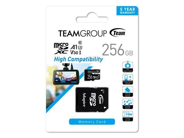 Team 256GB Dash Card microSDXC UHS-I/U1 Class 10 Memory Card with Adapter, Compatible for cams, Speed Up to 100MB/s (TDUSDX256GUHS03)