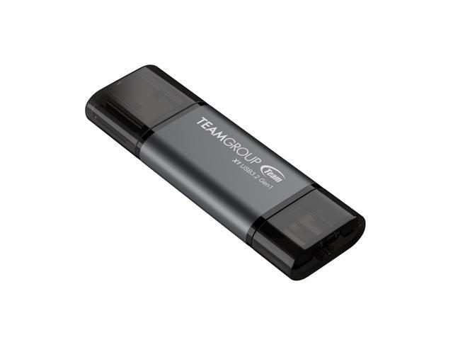 Team 256GB X1 USB 3.2 Gen1 2-in-1 Type-A and Type-C Flash Drives, Speed Up to 100MB/s (TX13256GB01)