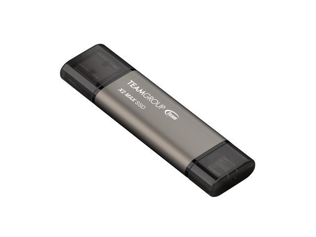 TEAM X2 MAX DRIVE 2TB Titanium USB 3.2 Gen2 External Solid State Flash Drive, Dual Interface Type-C and Type-A,...