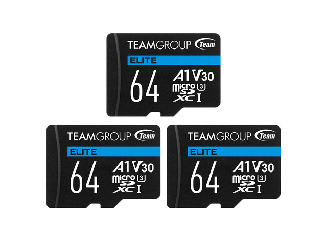 Team 3 PACK Elite 64GB microSDXC A1 Card Model TEAUSDX64GIV30A103