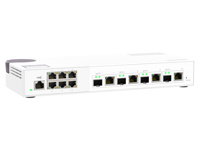QNAP QSW-M408S 6-port layer 2 managed switch. 6 x 2.5GbE (1G/100M) ports and 4 x 10G SFP+/ NBASE-T (10G/5G/2.5G/1G/100M) combo ports. Easy...
