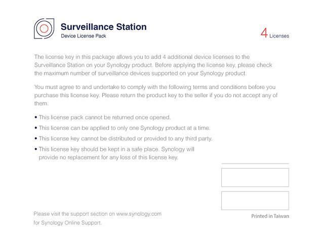 Synology IP Camera License Pack for 4 (CLP4)