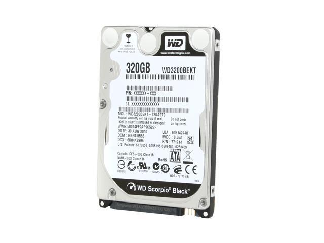 Western Digital Scorpio Black WD3200BEKT 320GB 7200 RPM 16MB Cache SATA 3.0Gb/s 2.5' Internal Notebook Hard Drive Bare Drive