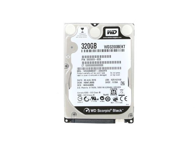Western Digital Scorpio Black WD3200BEKT 320GB 7200 RPM 16MB Cache SATA 3.0Gb/s 2.5' Internal Notebook Hard Drive Bare Drive