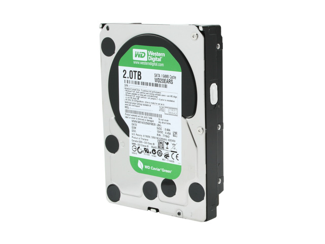 Western Digital WD Green WD20EARS 2TB 5400 RPM 64MB Cache SATA 3.0Gb/s 3.5' Internal Hard Drive Bare Drive