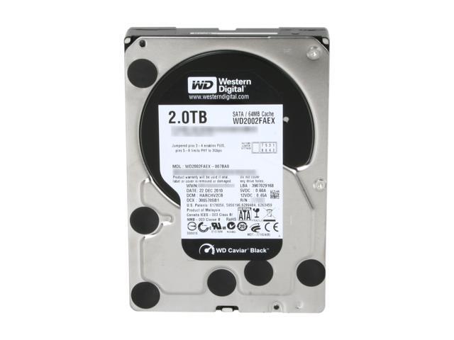 Western Digital Black WD2002FAEX 2TB 7200 RPM 64MB Cache SATA 6.0Gb/s 3.5' Internal Hard Drive Bare Drive