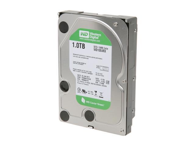 Western Digital WD Green WD10EARX 1TB IntelliPower 64MB Cache SATA 6.0Gb/s 3.5' Internal Hard Drive Bare Drive
