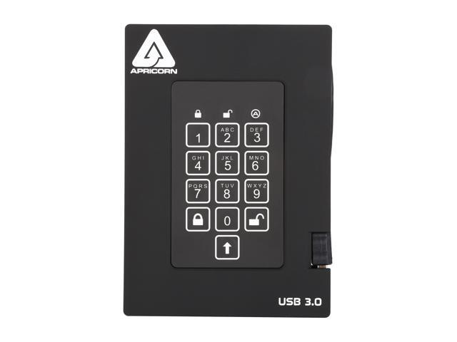 APRICORN Aegis Padlock Fortress 1TB USB 3.0 Portable FIPS 140-2 Encrypted External Hard Drive With PIN Access