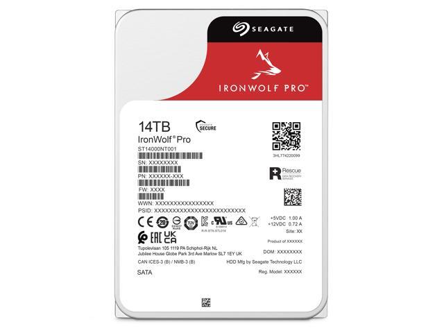 Seagate IronWolf Pro 14TB NAS Hard Drive 7200 RPM 256MB Cache CMR SATA 6.0Gb/s 3.5' Internal HDD ST14000NE0008