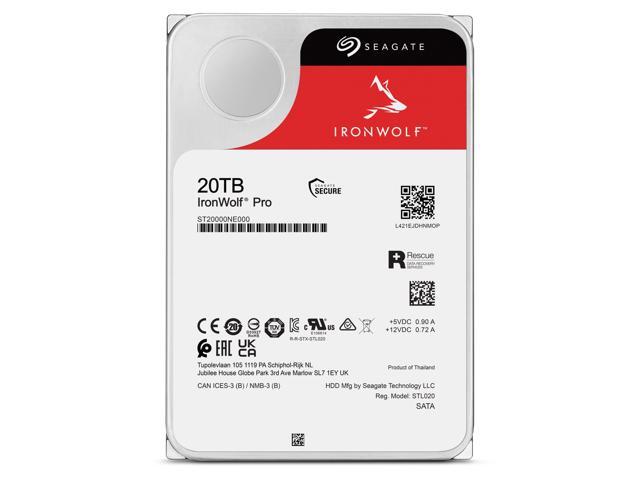 Seagate IronWolf Pro 20TB NAS Hard Drive 7200 RPM 256MB Cache CMR SATA 6.0Gb/s 3.5' Internal HDD ST20000NE000