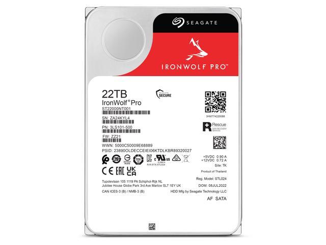 Seagate IronWolf Pro 22TB Enterprise NAS Internal HDD - CMR 3.5in SATA 6Gb/s 7200 RPM (ST22000NT001)