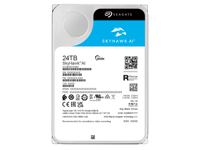 Seagate SkyHawk AI ST24000VE002 24TB 7200 RPM 512MB Cache SATA 6.0Gb/s 3.5' Internal Hard Drive