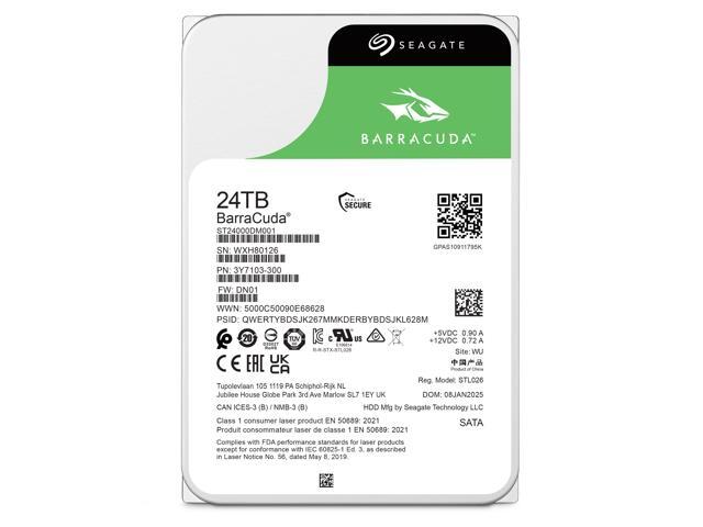 Seagate BarraCuda ST24000DM001 24TB 7200 RPM SATA 6.0Gb/s 3.5' Hard Drive Bare Drive