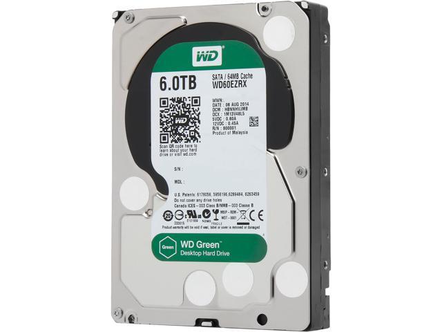 WD Green WD60EZRX 6TB IntelliPower 64MB Cache SATA 6.0Gb/s 3.5' Internal Hard Drive