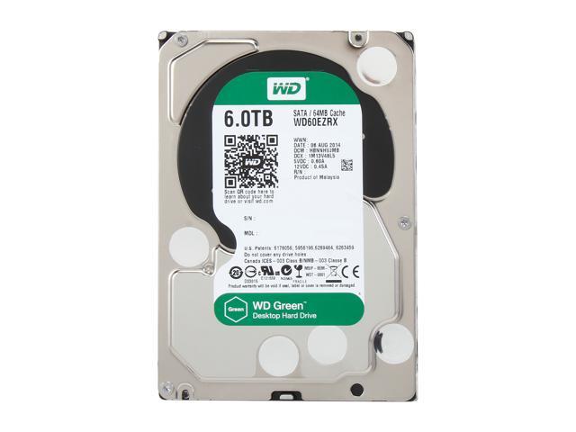 WD Green WD60EZRX 6TB IntelliPower 64MB Cache SATA 6.0Gb/s 3.5' Internal Hard Drive