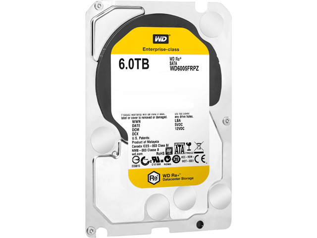 Western Digital RE+ WD6005FRPZ 6TB 5760 RPM 128MB Cache SATA 6.0Gb/s 3.5' Internal Hard Drive - Bare Drive