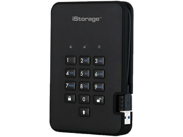 iStorage 1TB diskAshur2 Portable Hard Drive USB 3.1 Model IS-DA2-256-1000-B Phantom Black