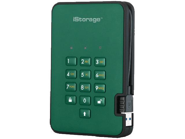 iStorage diskAshur2 HDD 2TB Green - Secure portable hard drive - Password protected, dust and water resistant, portable, military grade hardware...