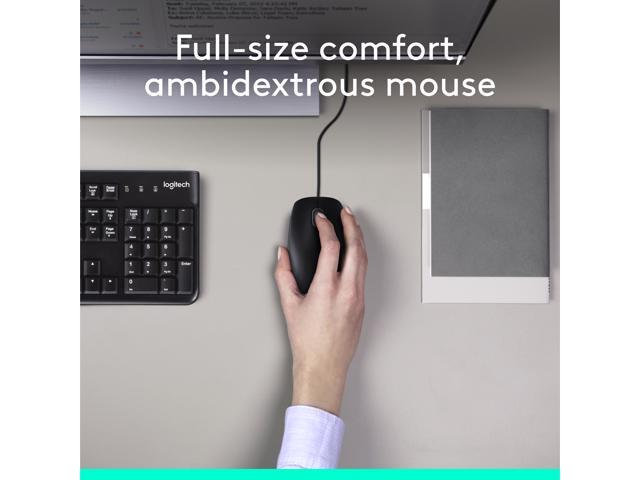Logitech MK120 Wired Keyboard and Mouse Combo for Windows, Optical Wired Mouse, Full-Size Keyboard, USB Plug-and-Play, Compatible with PC, Laptop -...