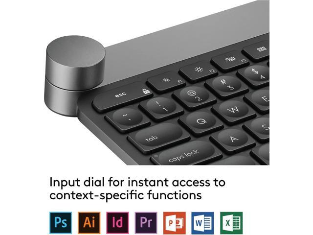 Logitech Craft Advanced Wireless Keyboard with Creative Input Dial and Backlit Keys, Dark grey and aluminum