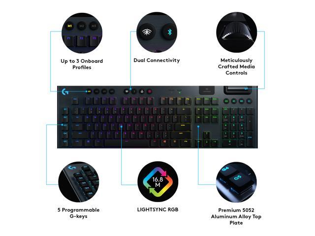 Logitech - G915 LIGHTSPEED Full-size Wireless Mechanical GL Tactile Switch Gaming Keyboard with RGB Backlighting - Black - image 7