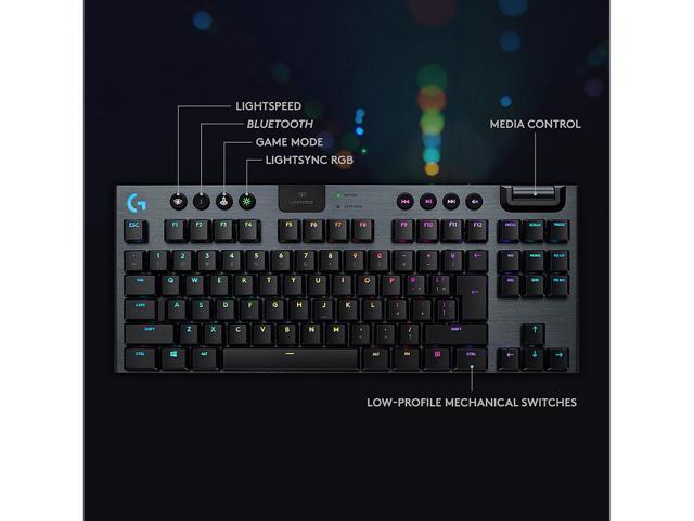 Logitech G915 TKL Tenkeyless Lightspeed Wireless RGB Mechanical Gaming Keyboard, Low Profile Switch Options, Lightsync RGB, Advanced Wireless and...