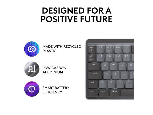 Logitech MX Mechanical Mini Wireless Illuminated Keyboard, Clicky Switches, Backlit, Bluetooth, USB-C, macOS, Windows, Linux, iOS, Android, Graphite