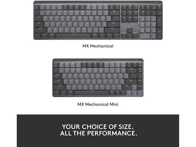 Logitech MX Mechanical Mini Wireless Illuminated Keyboard, Linear Switches, Backlit, Bluetooth, USB-C, macOS, Windows, Linux, iOS, Android, Graphite