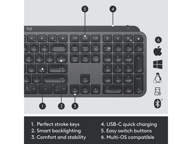 Logitech - MX Keys Combo for Business Full-size Wireless Scissor Keyboard and Mouse Bundle for Windows/Mac/Chrome/Linux - Graphite - image 9