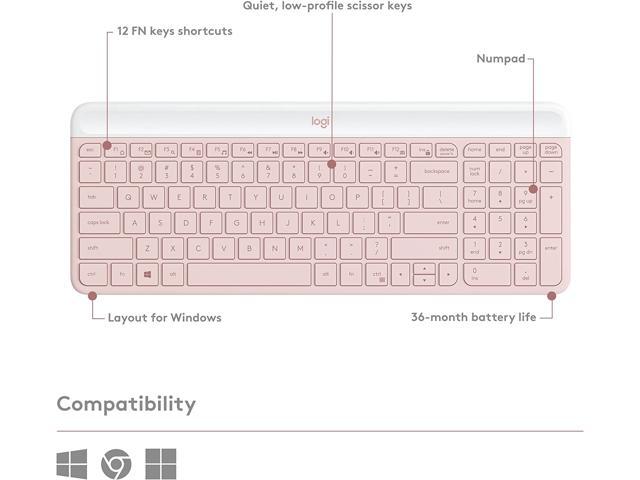 Logitech - MK470 Full-size Wireless Scissor Keyboard and Mouse Bundle for Windows with Quiet clicks - Rose - image 2
