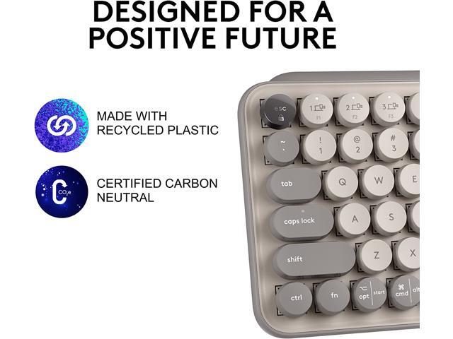 Logitech POP Keys Mechanical Wireless Keyboard with Customizable Emoji Keys, Durable Compact Design, Bluetooth or USB Connectivity, Multi-Device,...